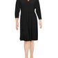 Anne Klein Women's V-Neck Office Fit & Flare Dress Black Size X-Large