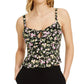 Bar III Women's Floral-Print Peplum Camisole Top Black Size Large