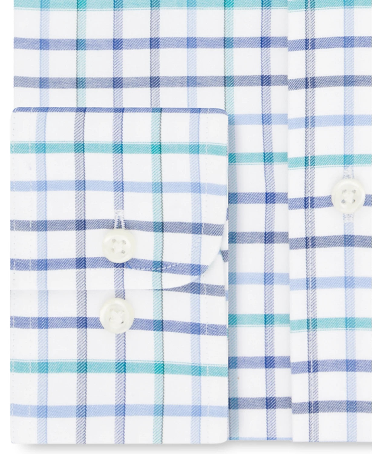 Eagle Men's Blue Windowpane Plaid Collared Classic Fit Stretch Dress Shirt Blue Size 17.1/2X34-35
