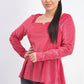 Thalia Sodi Women's Metallic Velvet Peplum Top Bright Red Size Extra Large
