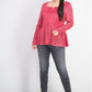 Thalia Sodi Women's Metallic Velvet Peplum Top Bright Red Size Extra Large