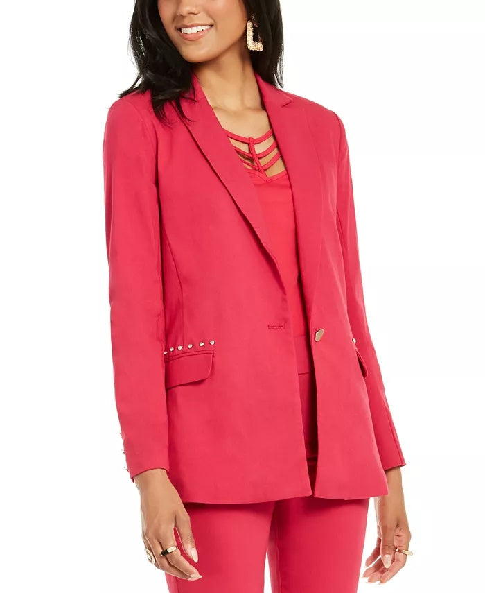 Thalia Sodi Women's Studded-Pocket Blazer Med Pink Size Medium