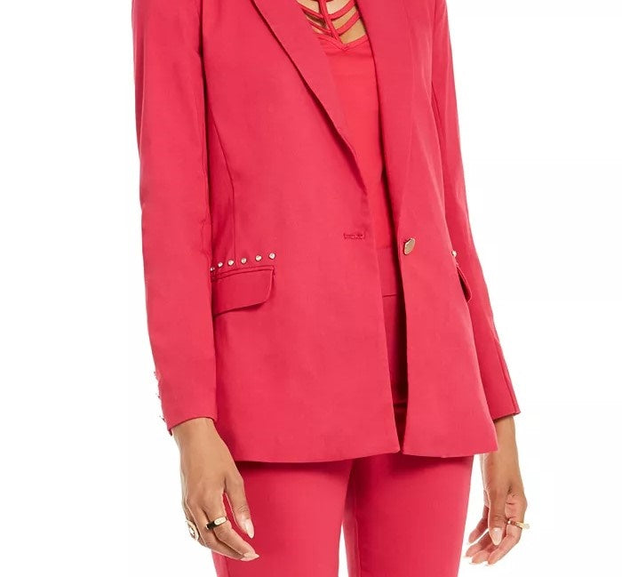 Thalia Sodi Women's Studded-Pocket Blazer Med Pink Size Medium