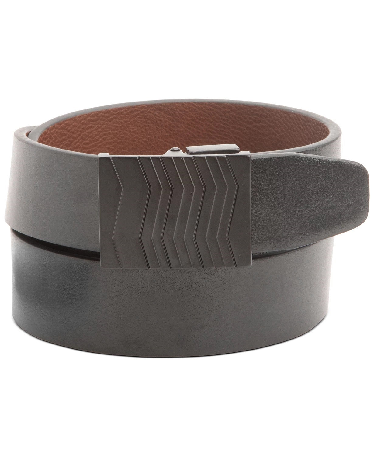 Kenneth Cole Reaction Men's Plaque Buckle Reversible Belt Charcoal Size Large