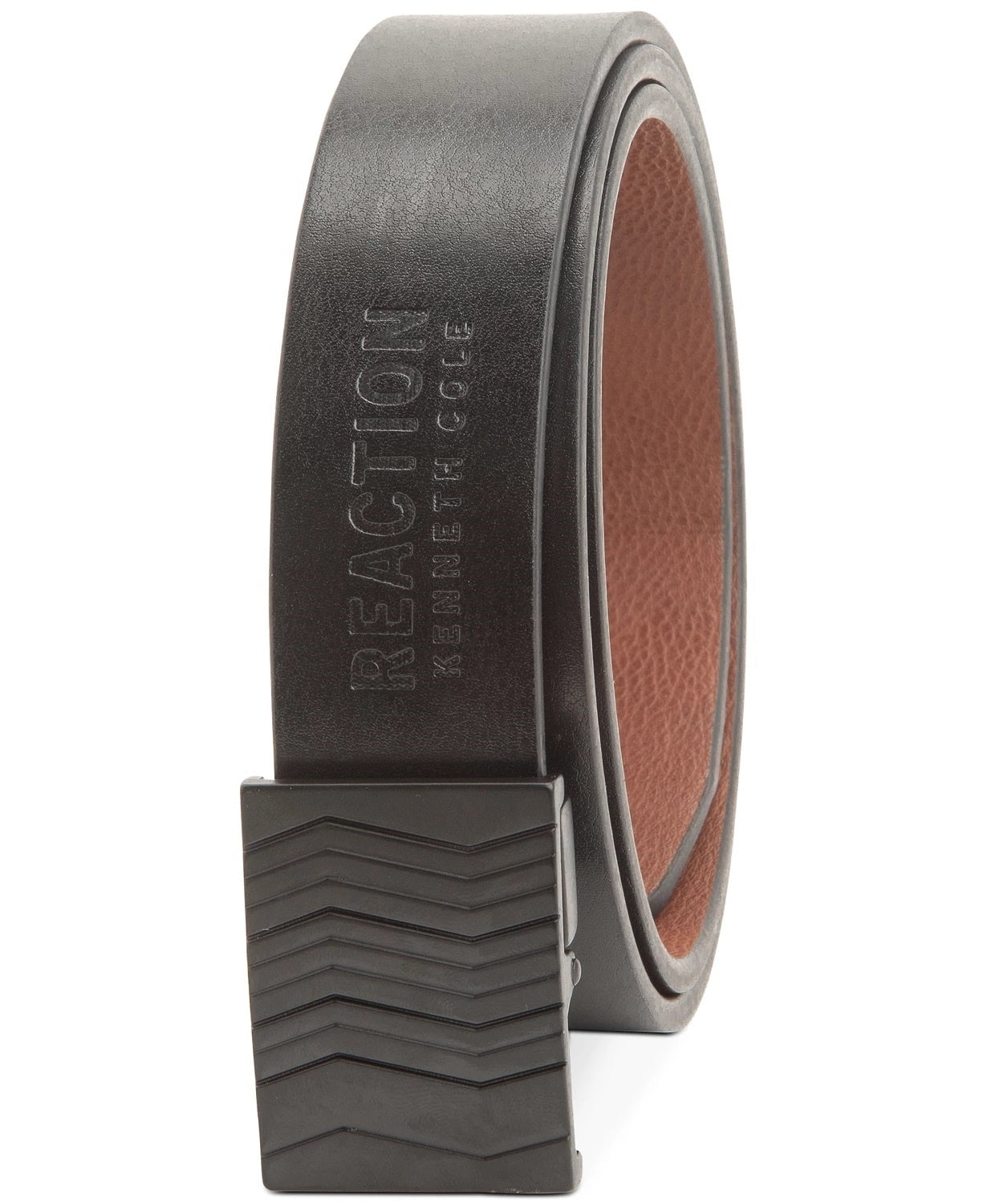 Kenneth Cole Reaction Men's Plaque Buckle Reversible Belt Charcoal Size Large