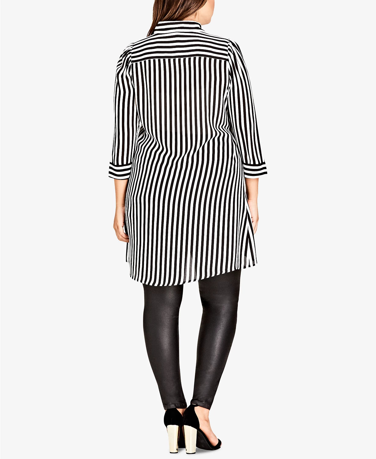 City Chic Women's Trendy Plus Striped Tunic Shirt Black Size 18W