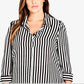 City Chic Women's Trendy Plus Striped Tunic Shirt Black Size 18W