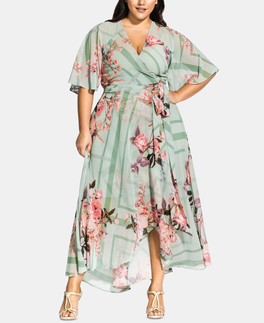 City Chic Women's Sierra Maxi Wrap Dress Size Green Size X-Small / 14