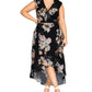 City Chic Women's Trendy Plus High Low Maxi Wrap Dress Black Size Petite Small