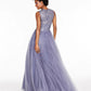 Glamour By Terani Juniors' Beaded Tulle Gown Purple Size 12