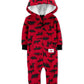 Carter's Baby Boys Hooded Woodland-Print Fleece Jumpsuit Red Size New Born
