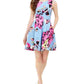 Taylor Women's Floral Scuba Fit & Flare Dress Navy Size Medium Regular