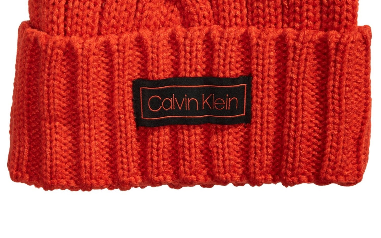 Calvin Klein Men's Crossroad Cable Knit Hat Orange Size Regular
