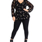 City Chic Women's Trendy Plus Size Gental Floral-Print Peplum Top Black Size 24W