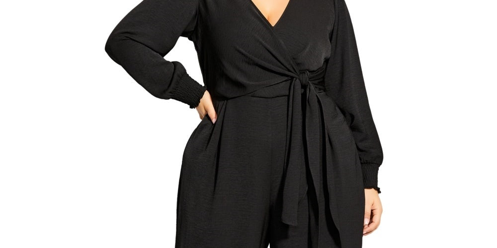 City Chic Women's Trendy Synthesis Jumpsuit Black Size 18W