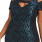 Nightway Women's Embroidered Glitter Cap Sleeve Keyhole Maxi Drop Waist Evening Dress Green Size 16W