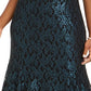 Nightway Women's Embroidered Glitter Cap Sleeve Keyhole Maxi Drop Waist Evening Dress Green Size 16W