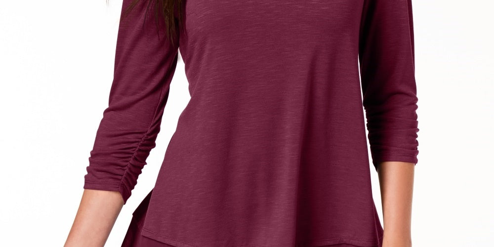 Style & Co Women's Chiffon Hem Top Purple Size Medium