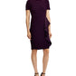 Ralph Lauren Women's Purple Ruffled Short Sleeve Jewel Neck Above The Knee Sheath Party Dress Purple Size 12 P