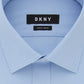 DKNY Men's Dress Shirts Slim Fit Stretch Grid Print Blue Size 17.5X34X35