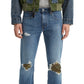 Levi's Men's 502 Tapered Fit Ripped With Camo Print Repair Jeans Blue Size 33X32