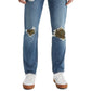 Levi's Men's 502 Tapered Fit Ripped With Camo Print Repair Jeans Blue Size 33X32