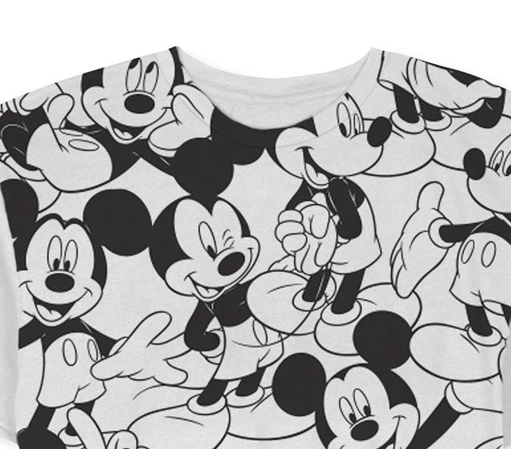 Jem Men's Repeating Mickey Mouse T-Shirt By Jem White Size X-Large