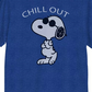Hybrid Men's Snoopy Chill Out Graphic Short Sleeves T-Shirt Blue Size XX-Large