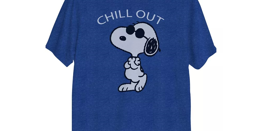 Hybrid Men's Snoopy Chill Out Graphic Short Sleeves T-Shirt Blue Size XX-Large