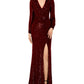 Xscape Women's Sequin V Neck Gown Red Size 8