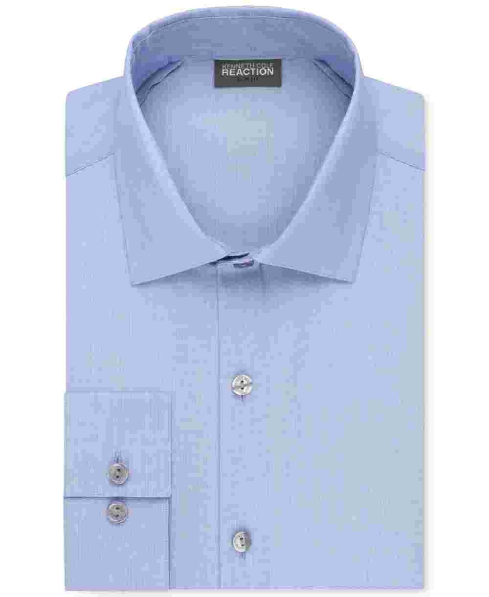 Kenneth Cole Reaction Mens Fitted Button-Down Dress Shirt Blue Size 14.5X32-33