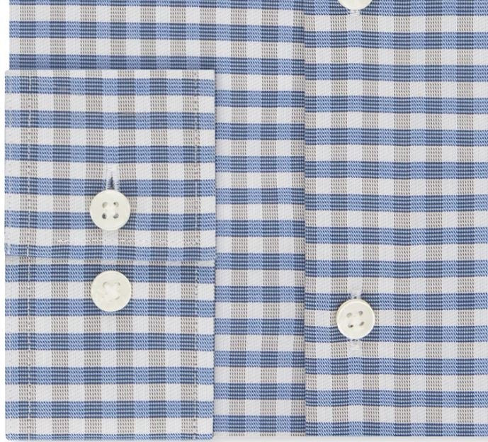 Michael Kors Men's Classic Fit Airsoft Performance Stretch Gingham Shirt Blue Size 18.5X34-35
