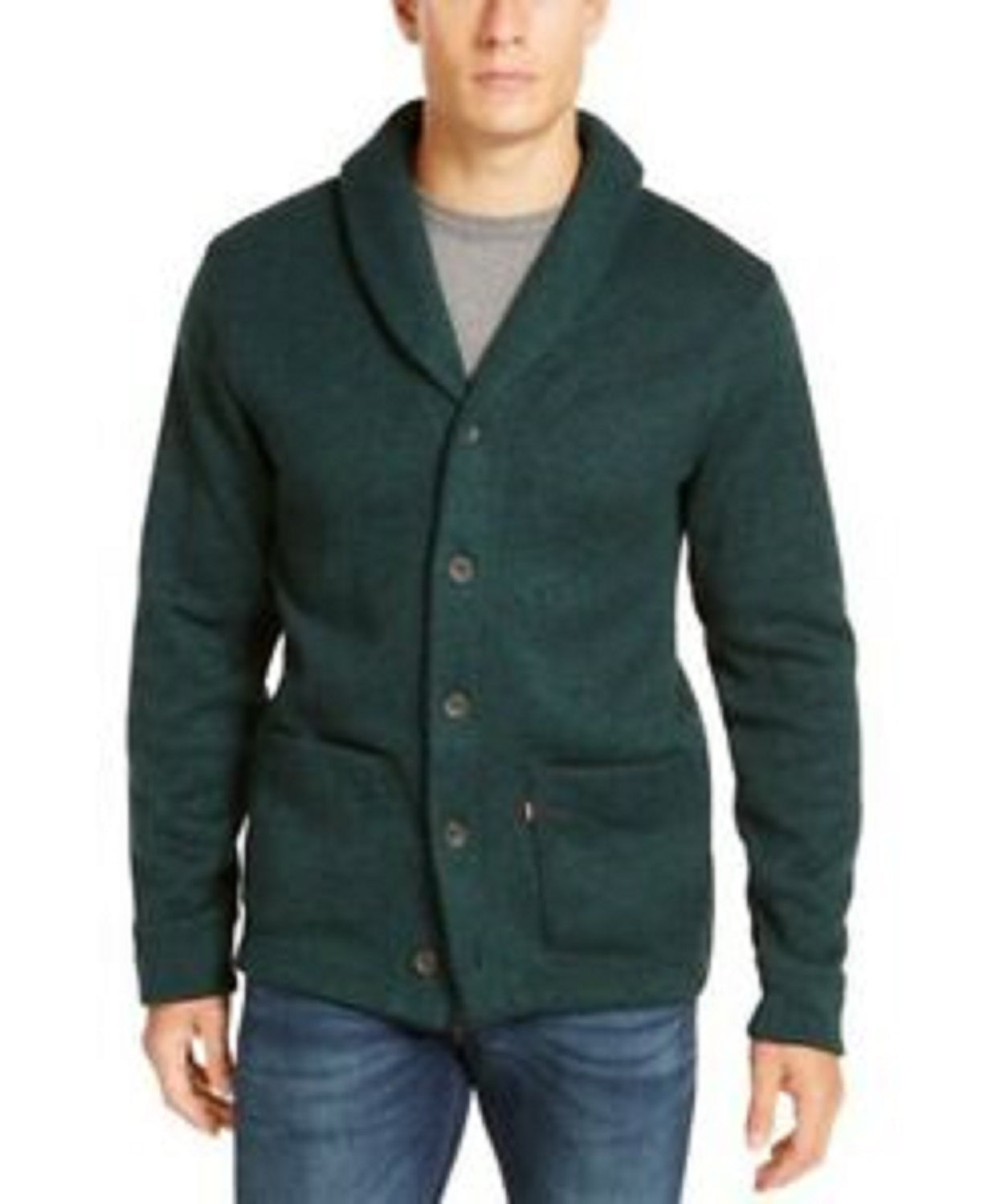 Levi's Men's Sweater Knit Fleece Cardigan Green Size Large