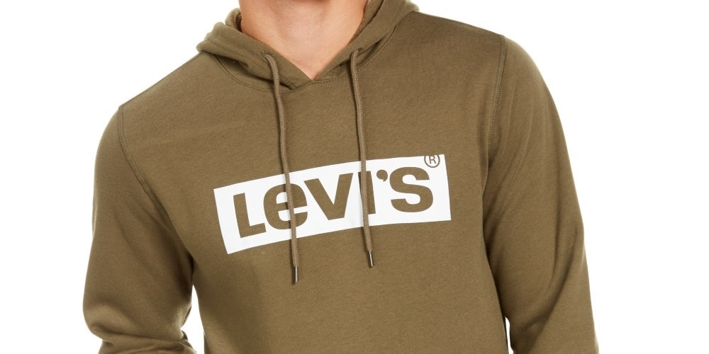 Levi's Men's Burndlen Fleece Logo Hoodie Green Size Large