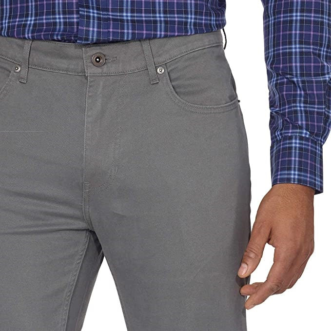DKNY Men's Stretch Mid Rise Straight Leg Pants Grey Size 38X30