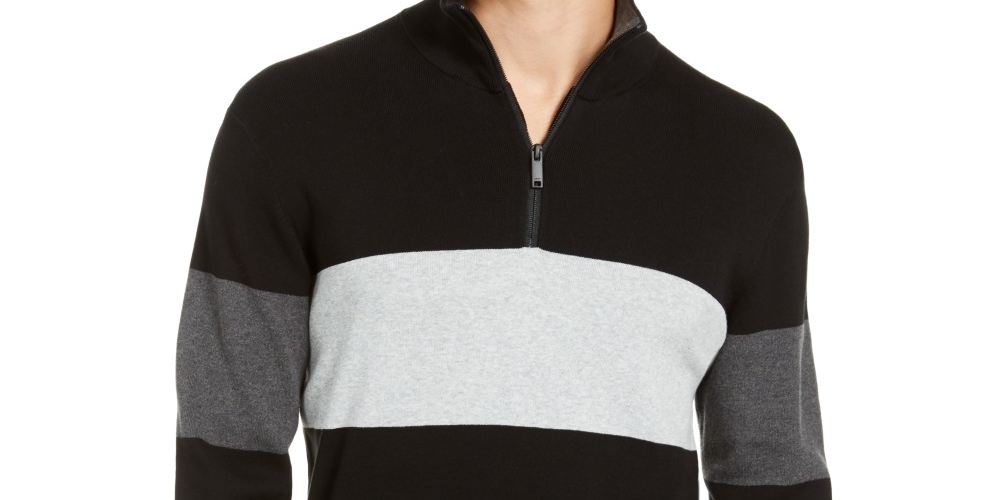 DKNY Men's Quarter Zip Sweatshirt Charcoal Size X-Large