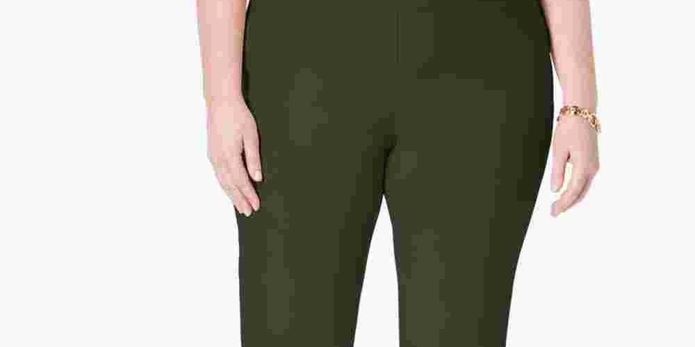Charter Club Women's Cambridge Tummy Control Pull On Pants Green Size Petite Small