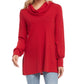 Karen Kane Women's Cowl Neck Side Slit Turtleneck Sweater Red Size X-Large