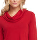 Karen Kane Women's Cowl Neck Side Slit Turtleneck Sweater Red Size X-Large