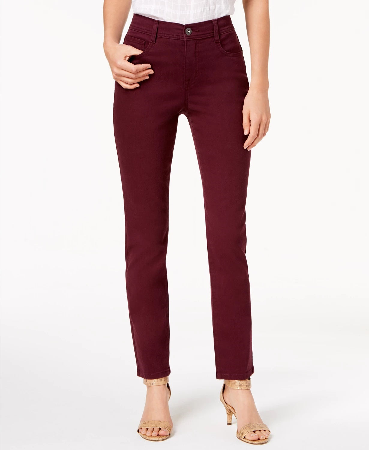 Style & Co Women's Tummy Control Slim Leg Jeans Red Size 22X5