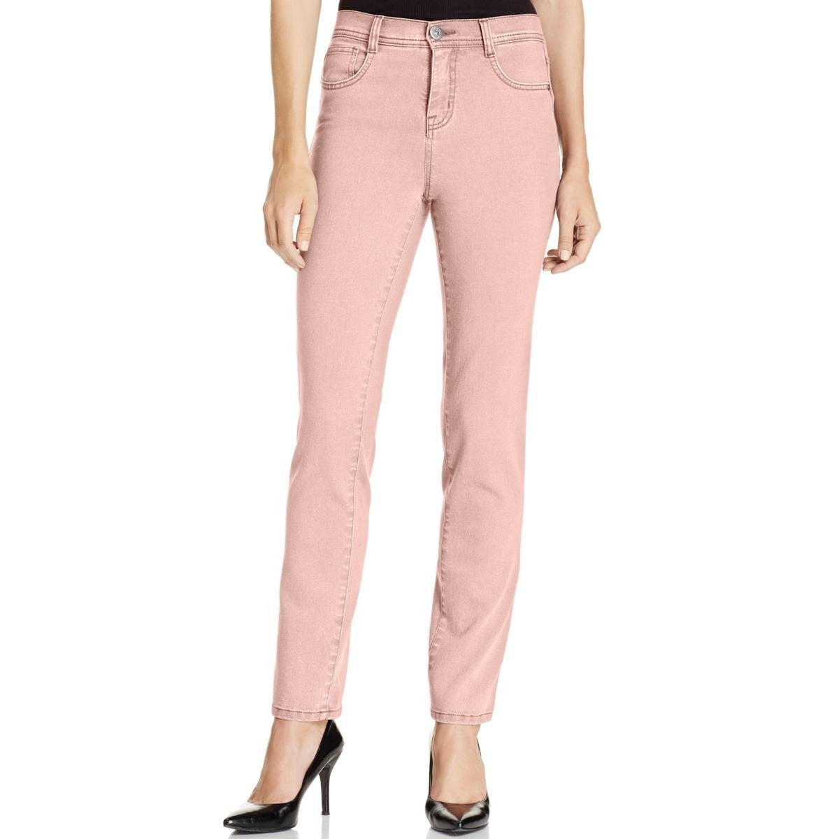 Style & Co Women's Tummy Control Slim Leg Denim Jeans Pink Size 16 Petite