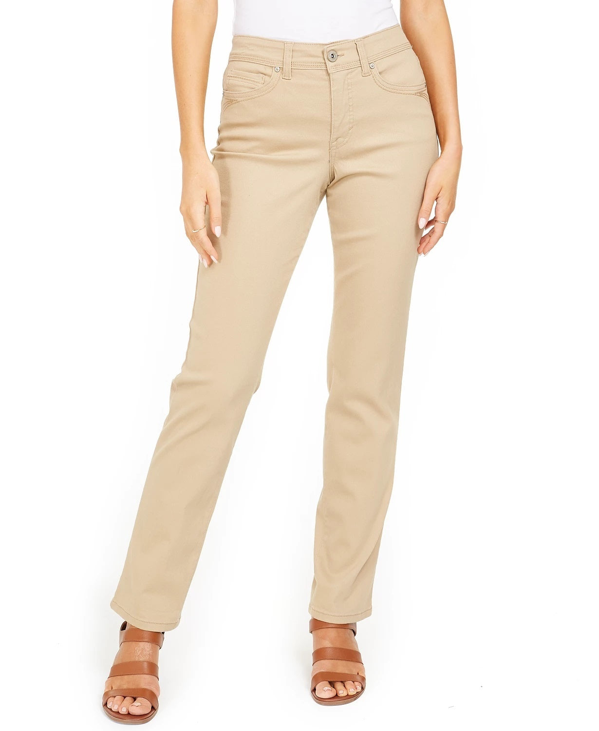 Style & Co Women's Petite Tummy-Control Skinny Jeans Brown Size 22X5
