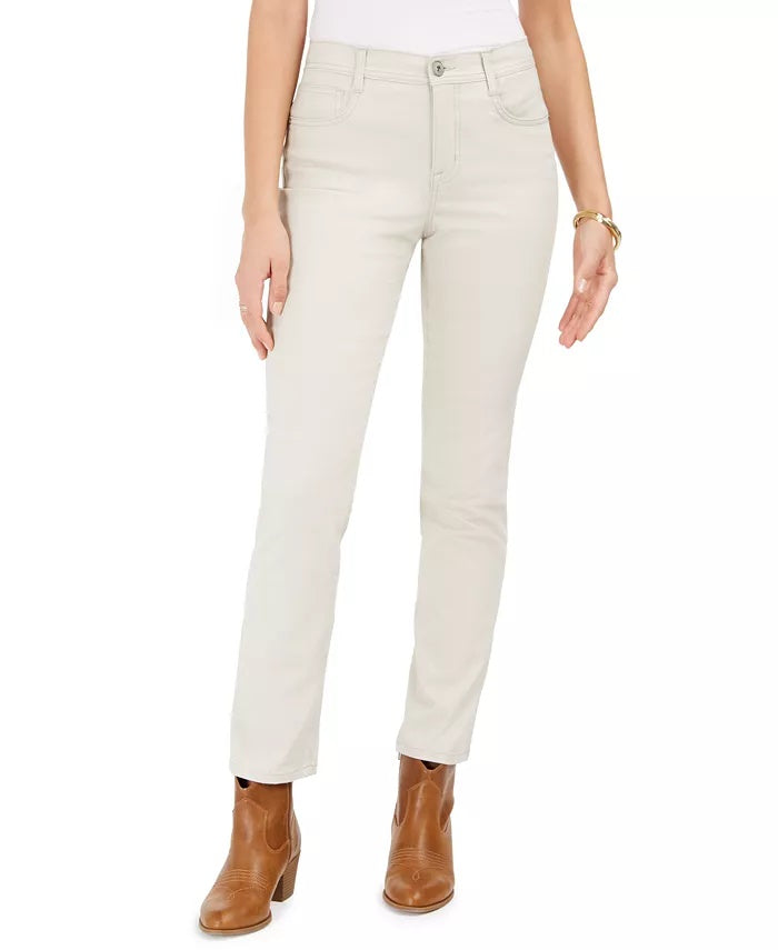 Style & Co Women'sTummy-Control Slim-Leg Jeans Beige Size 12