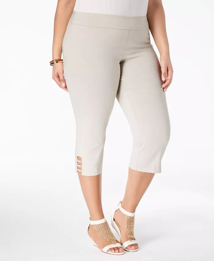 JM Women's Collection Plus Size Capri Pants Dark Beige Size 3X