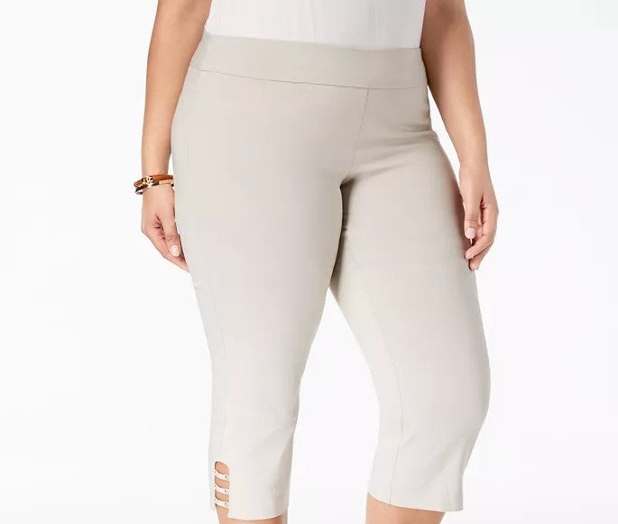 JM Women's Collection Plus Size Capri Pants Dark Beige Size 3X