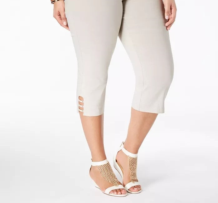 JM Women's Collection Plus Size Capri Pants Dark Beige Size 3X