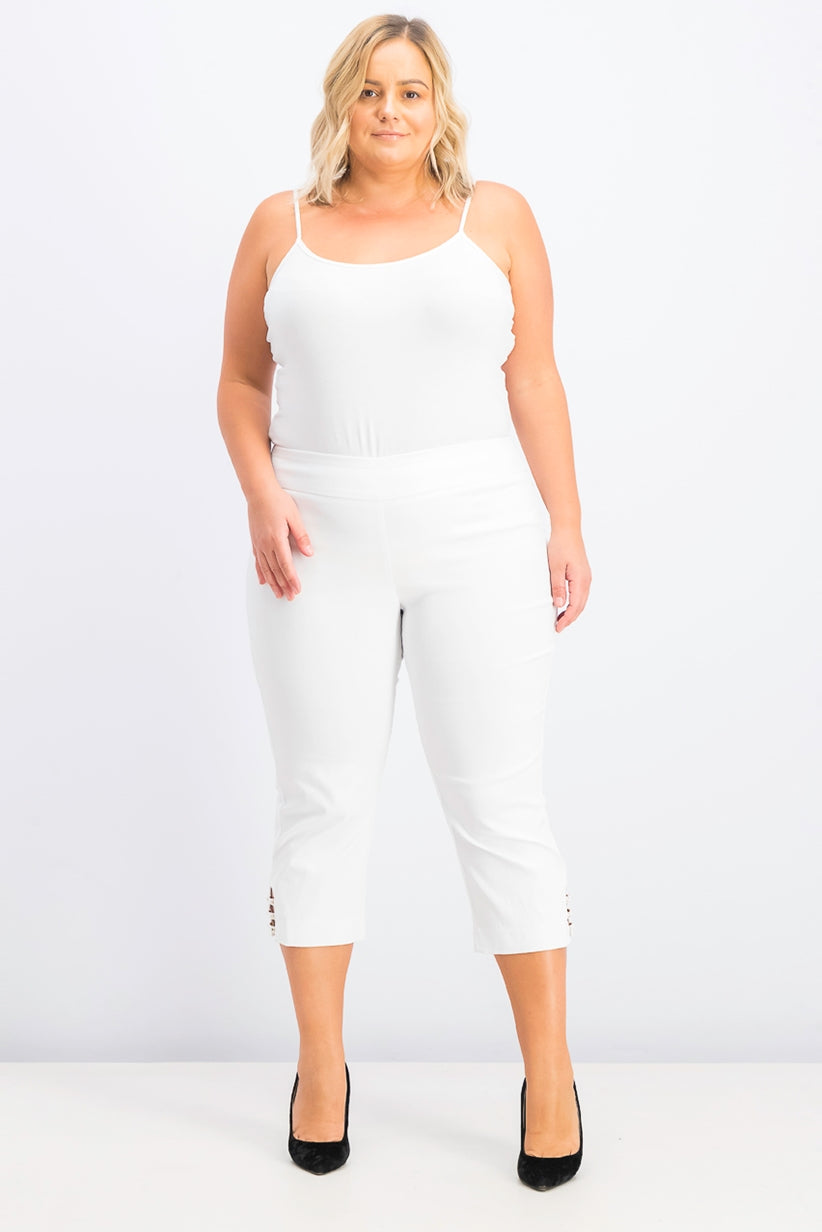 JM Collection Women's Plus Capri Pants White Size 3X