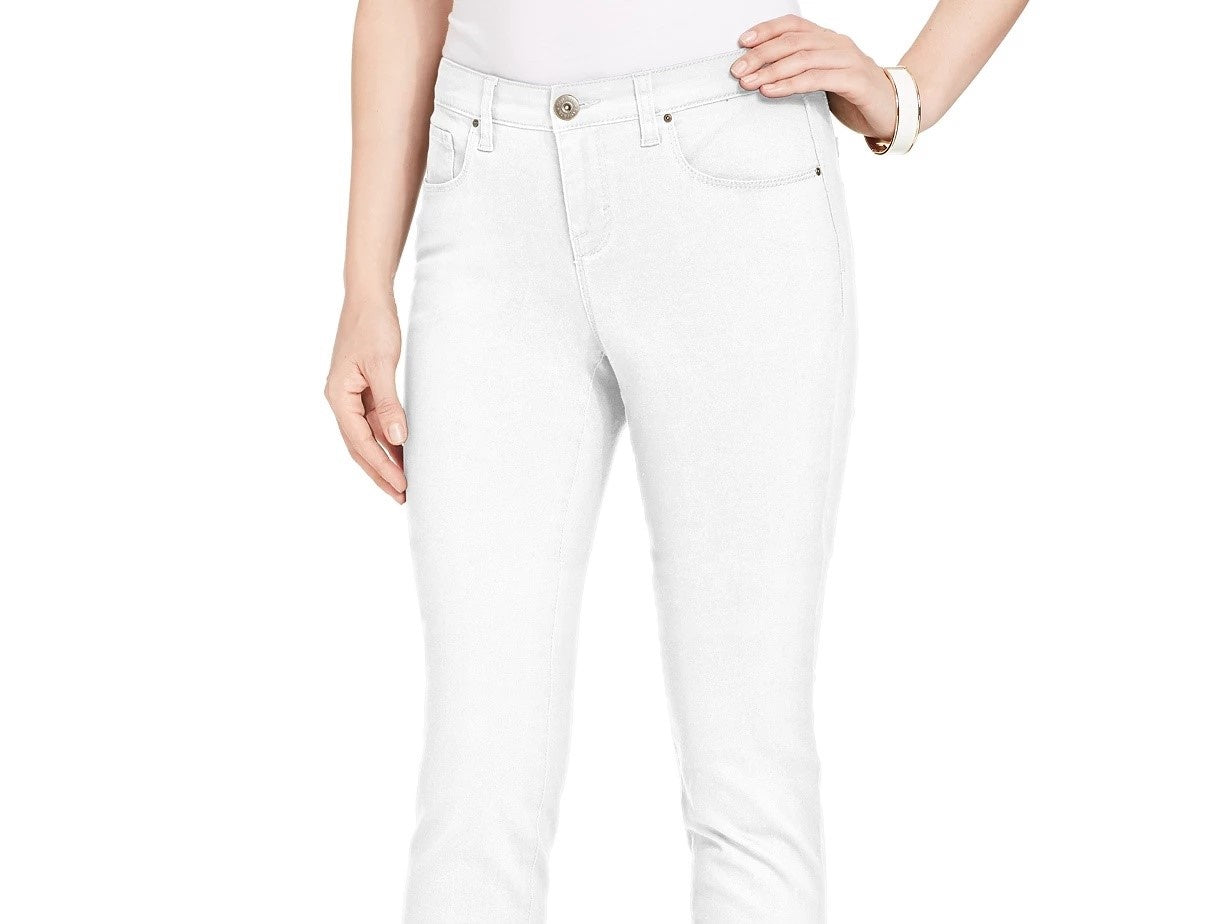 Style & Co Women's Curvy-Fit Skinny Jeans White Size 18