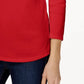 Charter Club Women's Pima Cotton Button-Shoulder Top Red Size Petite Small