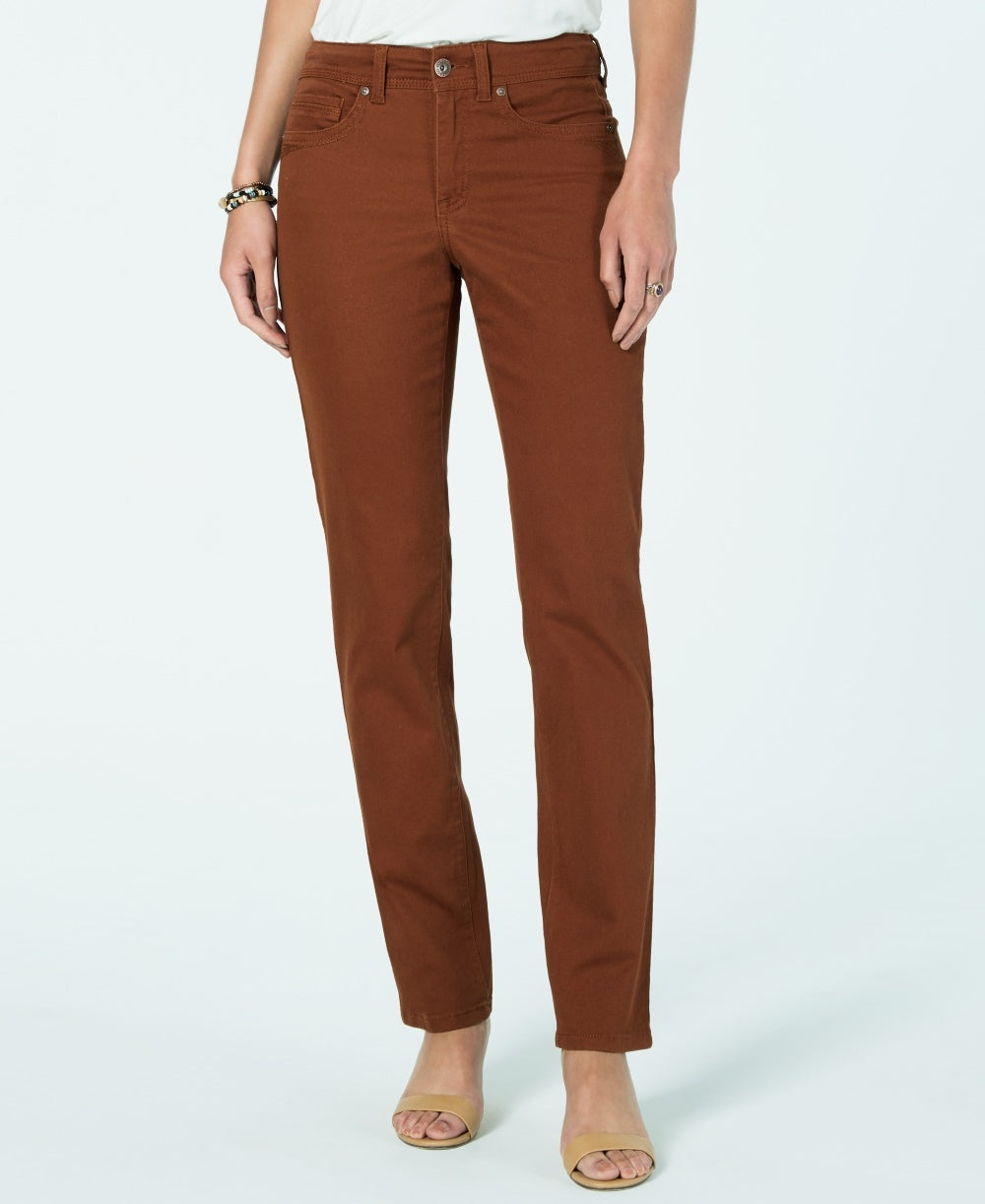Style & Co Women's Tummy Control Straight Leg Fashion Jeans Brown Size 12